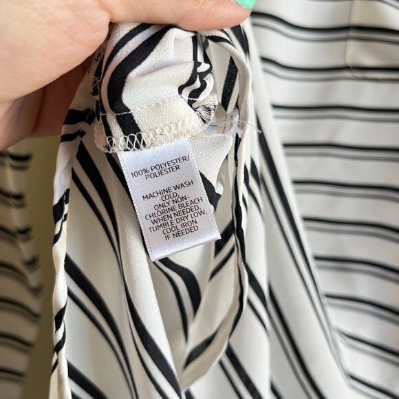 LOFT ANN TAYLOR STRIPED LONG SLEEVE SHEER TOP POCKET WOMENS SIZE S PETITE - Picture 3 of 5
